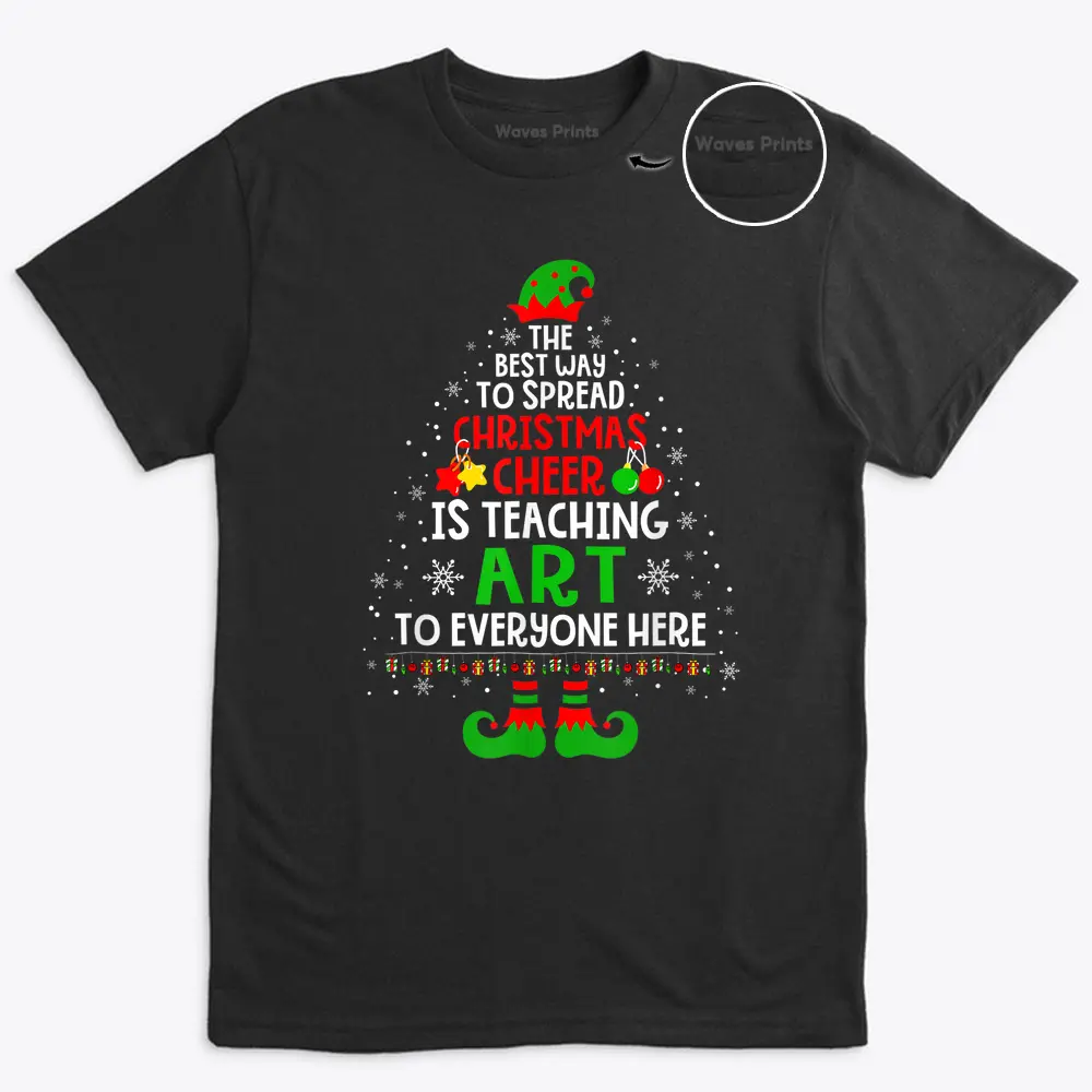 Christmas Cheer Is Teaching Art Santa Elf Teacher Group T-Shirt